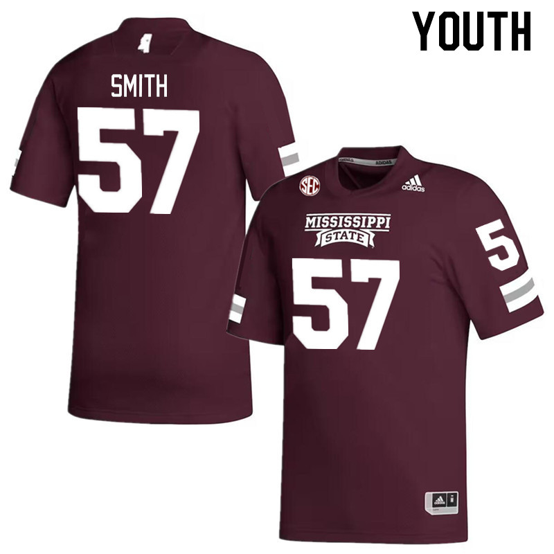 Youth #57 Cole Smith Mississippi State Bulldogs College Football Jerseys Stitched Sale-Maroon